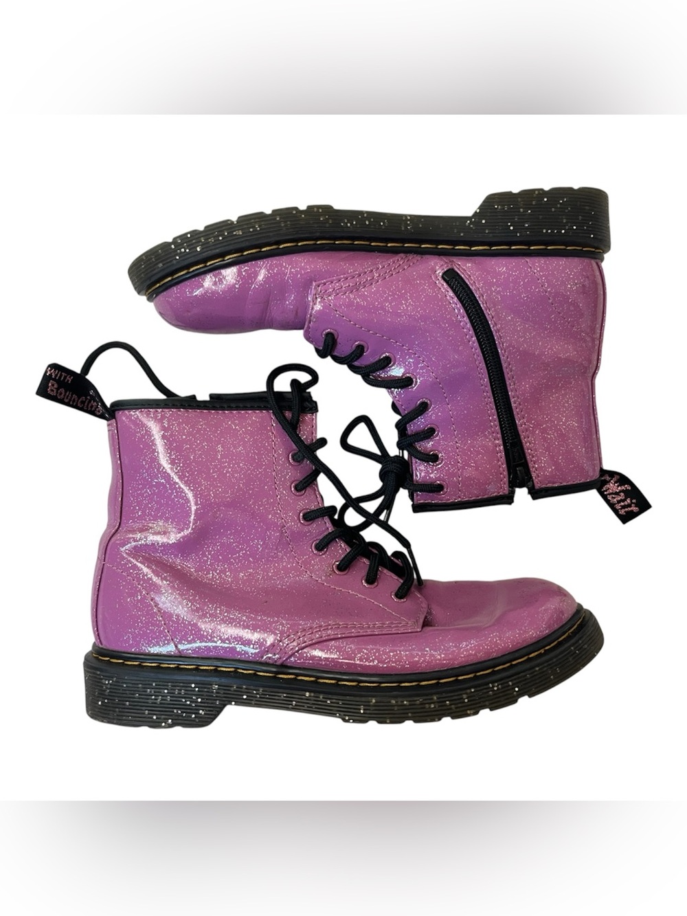 Dr. Martens Pink Cosmic Glitter Combat Boots Girls Youth Size 4